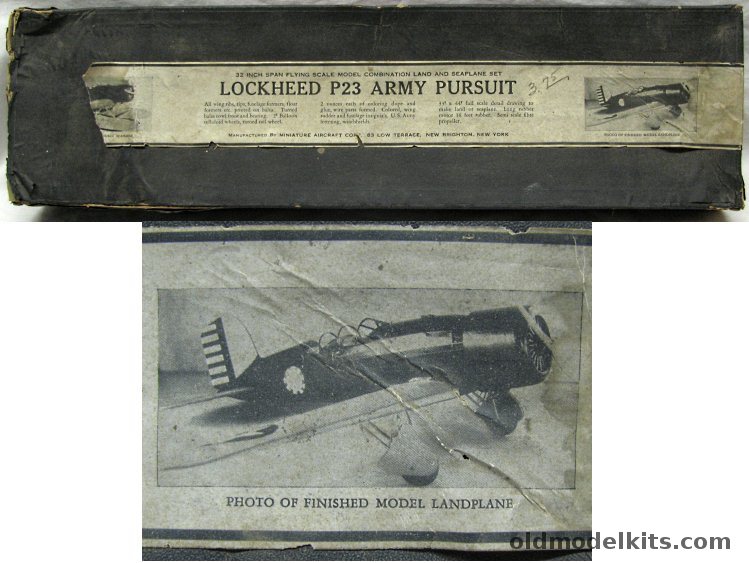 Miniature Aircraft 1/16 Lockheed P-23 Army Pursuit Aircraft - Floats or Wheels - 32 inch Wingspan Balsa Wood Aircraft Kit plastic model kit